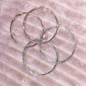 Silver and gold hoop earrings set of two